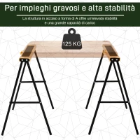 HOMCOM Set di 2 Cavalletti Pieghevoli Cavalletto per Legna Antiscivolo Arancione(m-4)