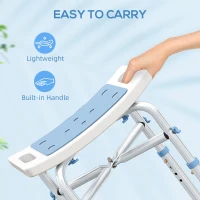 HOMCOM 44-51.5cm Aluminium Frame Shower/Bath Stool - Light Blue(m-7)