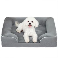 PawHut Dog Sofa Bed, Washable Pet Bed with Removable Cover and Non-Slip Bottom for Cats and Small Dogs, Grey(m-10)