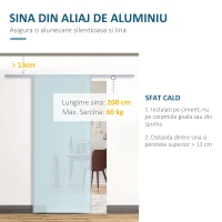 Homcom Usa Glisanta Interior – Sticla Securizata & Sina Aluminiu 90×205 cm(m-4)
