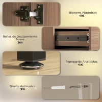 HOMCOM Aparador para Salón Moderno con Puerta Cajón Estante Ajustable y 3 Compartimentos Abiertos 60x34x121 cm Natural(m-6)