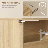 HOMCOM Zapatero Estrecho con Espejo y 4 Puertas Abatibles para 12  Pares de Zapatos 63x17x146 cm Natural(m-6)