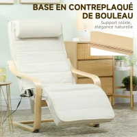 HOMCOM Fauteuil de salon fauteuil relax massant et chauffant dossier haut, appui-tête et repose-pieds, 67 x 95 x 101 cm, crème(m-7)