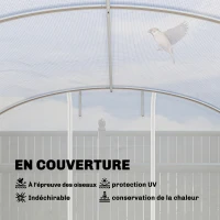 Outsunny Serre tunnel de jardin 24m², serre de jardin tunnel avec cadre en acier galvanisé, portes et 2 grandes fenêtres, blanc(m-5)