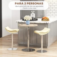 HOMCOM Mesa Alta Cocina Mesa Alta Bar Redonda para 2 Personas Altura Ajustable Tablero Giratorio 360° 60x60x91 cm Roble Claro(m-6)