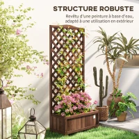 Outsunny Jardinière avec Treillis bac à Fleurs 76 x 36 x 170 cm Fond à Lattes Bois Sapin pré-huilé marron foncé(m-7)