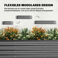 Outsunny Hoogbed met klimrek, metalen plantenbak met beschermrand, handschoenen 220 x 110 x 150 cm, Donkergrijs(m-7)