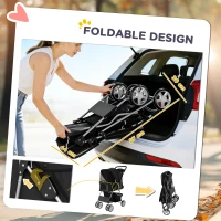 PawHut Hundewagen Faltbar Hundebuggy mit Reflektorstreif Aufbewahrungskorb Kissen für kleine Hunde bis 10 kg 77x44x102 cm Schwarz(m-5)