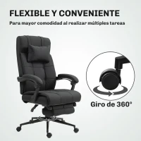 Vinsetto Silla de Escritorio Reclinable con Altura Ajustable Reposapiés Reposacabezas y Reposabrazos 66x76x112-120 cm Negro(m-6)