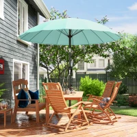 Outsunny Parasol de jardin extérieur rond 2 m parasol inclinable avec ouverture fermeture manivelle 16 baleines, turquoise(m-9)