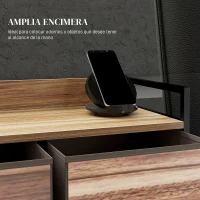 HOMCOM Cajonera de Tela con 5 Cajones y Marco Metálico Estilo Industrial para Salón Recibidor 98x29x63 cm Roble(m-5)