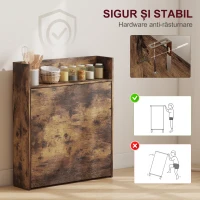 HOMCOM Masă pliabilă cu raft, design industrial, economisire de spațiu, pentru spații mici, 80x90x93cm, Maro-Rustic(m-6)