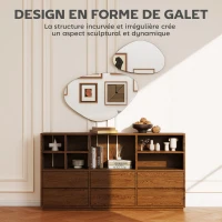 HOMCOM Lot de 2 miroirs muraux, miroirs décoratifs irréguliers en forme de galet, cadre en métal, 70 x 46 cm/49,5 x 31 cm, noir(m-4)