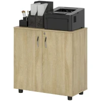 Vinsetto Two-Tier Locking Office Storage Cabinet - Oak(m-11)