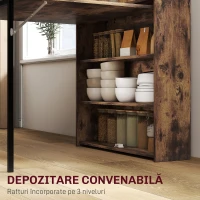 HOMCOM Masă pliabilă cu raft, design industrial, economisire de spațiu, pentru spații mici, 80x90x93cm, Maro-Rustic(m-5)
