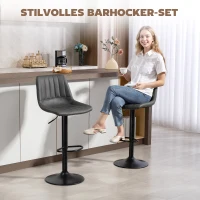 HOMCOM Barhocker 2er-Set im Retrodesign, mit Fußstütze, höhenverstellbar, 43 cm x49,5 cm x 111 cm(m-4)