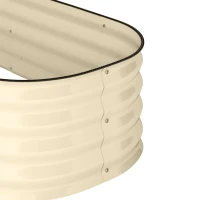 Outsunny Galvanised Raised Garden Bed, Metal Planter Box with Safety Edging, for Flowers, Herbs, Succulents, Cream White(m-8)