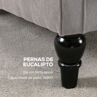 HOMCOM Poltrona de Sala com Apoios de Braços e Pés de Madeira Carga 160 kg para Quarto Escritório Sala de Estar 74x86x102 cm Cinzento(m-7)