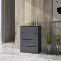 HOMCOM Commode 4 tiroirs sans poignées Moderne en Finition Laquée Grise - Grand Espace de Rangement(m-10)