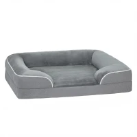 PawHut Dog Sofa Bed, Washable Pet Bed with Removable Cover and Non-Slip Bottom for Cats and Small Dogs, Grey(m-11)