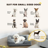 PawHut Dog Sofa Bed, Washable Pet Bed with Removable Cover and Non-Slip Bottom for Cats and Small Dogs, Grey(m-8)