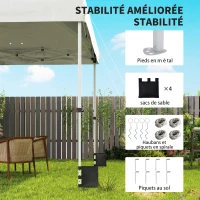 Outsunny Tonnelle de jardin exterieur 3x3m, tonnelle pliante pop-up, roues, protection solaire UPF50+, hauteur réglable, blanc(m-7)