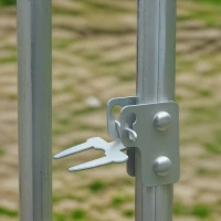 PawHut Coteț pentru Găini de Exterior, 2.8x2x2m Recinte din Oțel Zincat cu Acoperiș Impermeabil Anti-UV și Încuietoare, Cușcă pentru 4-6 Păsări, Iepuri și Rațe(m-8)