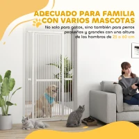 PawHut Barrera para Perros Extra Alta con Ancho Ajustable 76-104 cm Separación 3,5 cm con Montaje a Presión Extensiones Blanco(m-9)