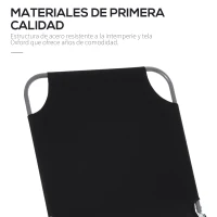 Outsunny Tumbona Jardín Exterior Plegable con Respaldo Ajustable en 5 Posiciones Carga 120 kg para Terraza 187x55x24 cm Negro(m-5)