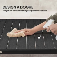 Outsunny Tavolo da Pranzo da Giardino per 8 Persone in Alluminio e Plastica, Nero(m-5)