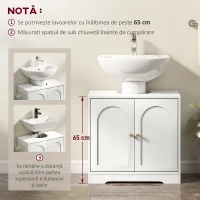 HOMCOM Dulap pentru Sub Chiuvetă cu 2 Uși Arcuite - Alb(m-8)