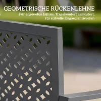 Outsunny Gartenbank 2-Sitzer Metall wetterfest Outdoor Sitzbank mit rostbeständiger Rückenlehne, Geometrisch bis 240 kg(m-6)