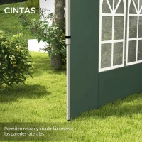Outsunny Paredes Laterales para Carpa de 3 x 3 / 3 x 4 m 2 Paneles de Tela Oxford de 295x195 cm con Ventana para Fiestas Verde(m-5)