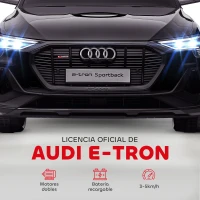 HOMCOM Coche de Batería para Niños 12V Audi E-tron con Mando a Distancia Faros Bocina Música Velocidad 3-5 km/h Negro(m-4)
