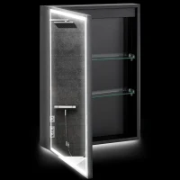 HOMCOM Armadietto Bagno con Specchiera, Luci LED Regolabili e Funzione Anti-Appannamento, Nero(m-10)