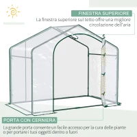 Outsunny Serra da Esterno con Ingresso a Zip e Presa d'Aria Superiore, in Plastica e Acciaio, 180x100x152 cm, Trasparente(m-4)