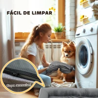 PawHut Cama para Cães com Base Antiderrapante Capa Lavável 91,5x68,5x16,5 cm Cinza(m-7)