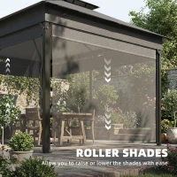Outsunny Pavillon ca. 4x3m Wasserabweisend Stabil Winterfest Gartenpavillon mit Rollos Doppeldach Dachränder Metallrahmen(m-6)