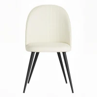 HOMCOM Pack de 4 Sillas de Comedor Modernas Sillas de Cocina Tapizada en Terciopelo con Respaldo Bajo 50x52x83 cm Crema(m-12)