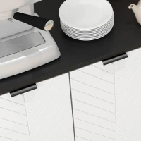 HOMCOM Aparador de 4 Puertas Aparador de Salón Estantes Ajustables Patas de Madera para Cocina Blanco y Negro 120x35x77,4 cm(m-9)