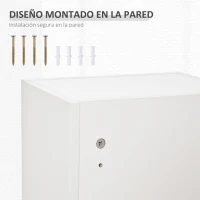 kleankin Botiquín de Pared de Primeros Auxilios 5 Niveles con Estantes Ajustables de Vidrio Cerradura Llaves 30x20x70 cm Blanco(m-5)