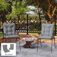 Outsunny Outdoor seat cushion with backrest and straps, water-repellent pad for indoor and outdoor use, Light Grey(m-2)