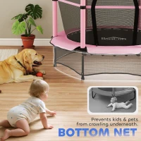 HOMCOM 4.6FT/55" Kids Trampoline with Enclosure Net, Outdoor Indoor Use, for Ages 3-10 Years, Pink(m-8)
