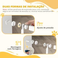 PawHut Barreira de Segurança para Cães e Gatos Extra Alta 180 cm Extensível 76-104 cm Separação 3,5 cm para Portas e Escadas Branco(m-8)