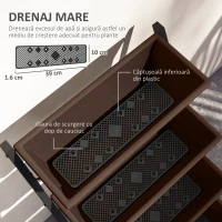 Outsunny Suport pentru Plante Vertical cu 5 Niveluri și 5 Ghivece cu Găuri de Drenaj, Suport din Oțel și Plastic, 55x63x120 cm, Maro(m-6)