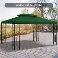 Outsunny Toile de rechange pour pavillon tonnelle tente 3 x 4 m polyester haute densité 180 g/m² vert(m-10)