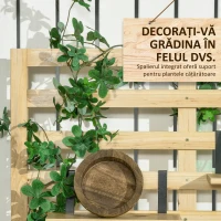 Outsunny Bancă de Depozitare pentru Grădină din Lemn de Brad cu Spalier Integrat și 4 Rafturi, Bancă de Depozitare Exterior Impermeabilă cu Închidere Magnetică, 80x45x160 cm, Culoare Lemn(m-5)