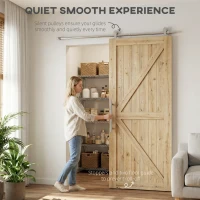 HOMCOM Sliding Door Hardware Kit Heavy Duty 304 Stainless Steel 152 cm Wide Door Silver Tone(m-5)