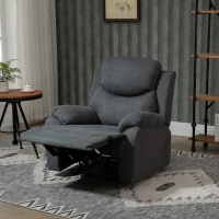 HOMCOM Sillón Reclinable Manualmente 150 Grados con Reposabrazos y Reposapiés Acolchado Grueso de Esponja Soporta hasta 150 kg 97x96x105,5 cm Gris(m-11)