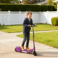 HOMCOM Foldable Electric Kids Scooter, Ride-on for Ages 7-14 Years, Purple(m-2)